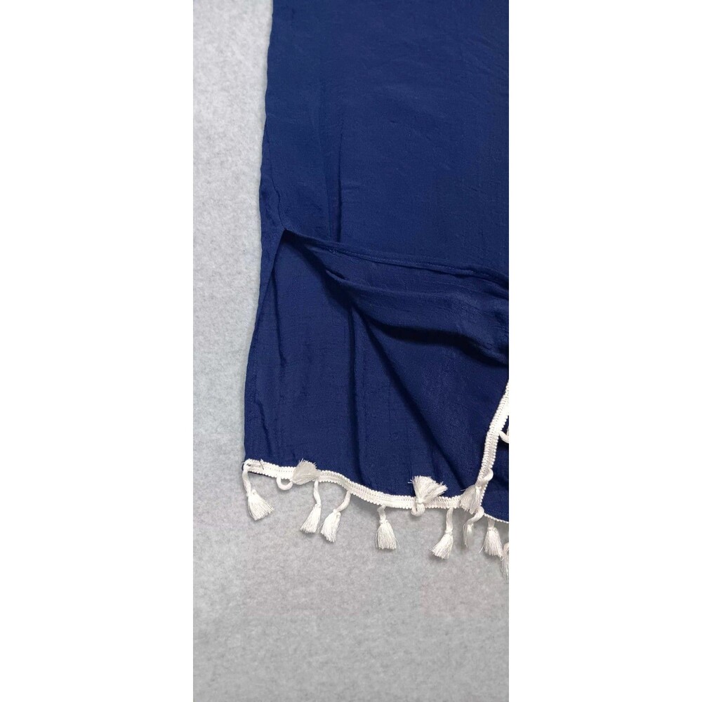 Kona Sol Swim Cover Up Tunic Dress Small Navy Blue Embroidered Tassel Beach Boho - Picture 9 of 10